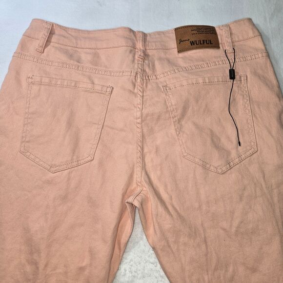 WULFUL Jeans Mens Peach Denim 34 X 30 Ripped Relax Fit Grunge Pants Punk Skater - Picture 5 of 6